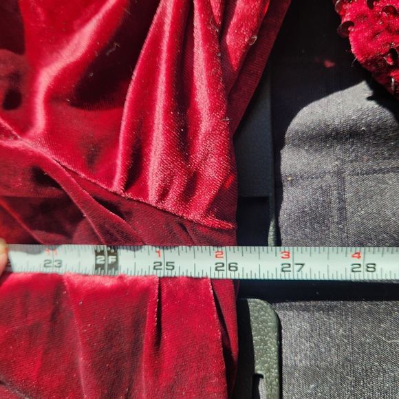 Women's Sparkly Velvet Cascade Hem Size 2X Burgundy Dressy Sequined Evening‎ - Picture 7 of 7